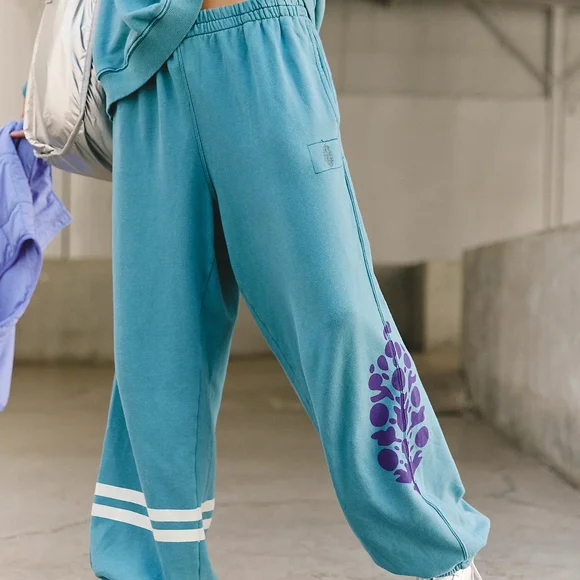 Free People Blue and Purple Track Pants Relaxed Fit - Picture 6 of 6